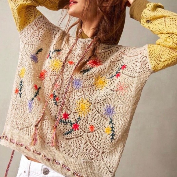 BellanBlue Crochet Detail Hoodie Floral Braided Rope Tassels at waist & neck - Picture 14 of 14